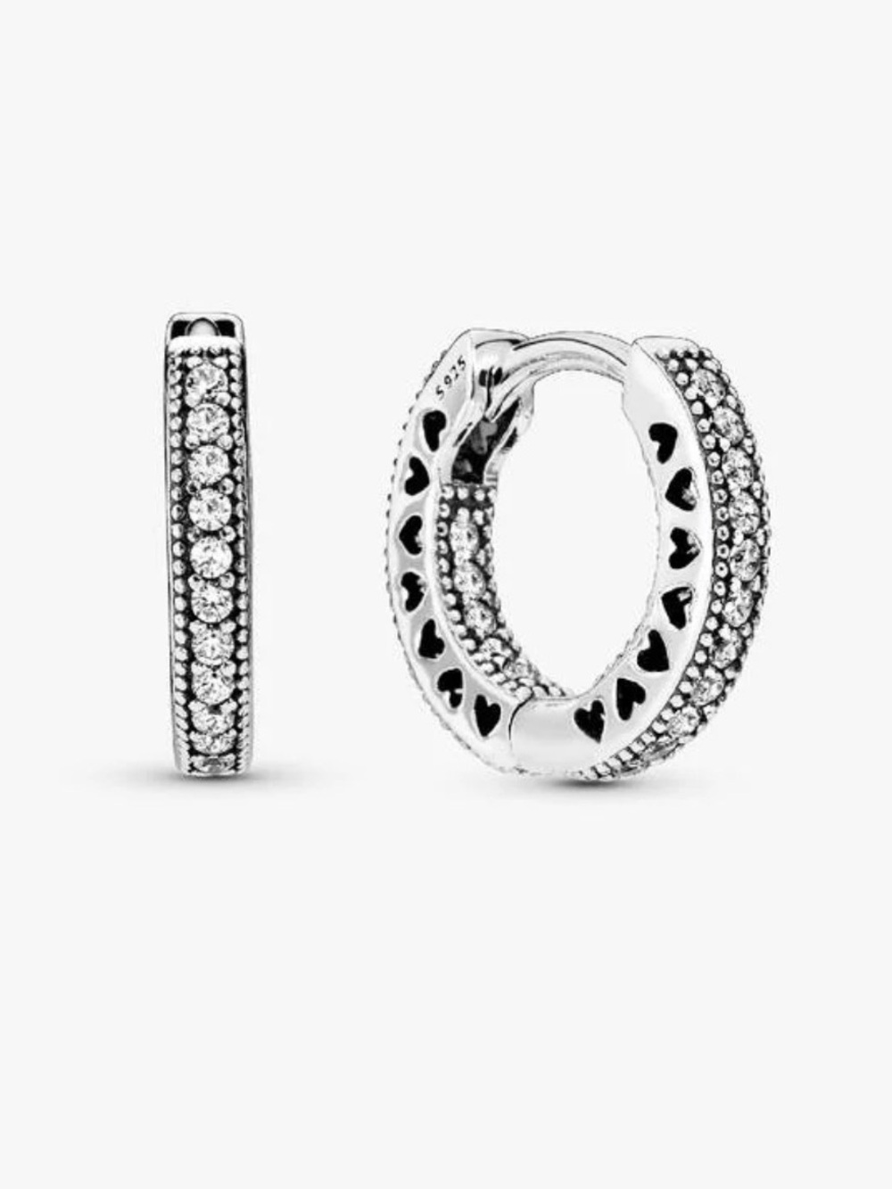 NWT Pandora Sterling Silver Pave Hoop Earrings - mini Huggies
